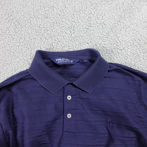 VTG Polo Golf Ralph Lauren 100% Pima Cotton Shirt Mens Large Navy Short Sleeve - Picture 12 of 13